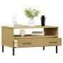 Mesa de centro patas metal OSLO madera maciza marrón 85x50x45cm de vidaXL, Mesas de centro - Ref: Foro24-351033, Precio: 61,8...