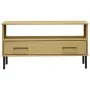 Mesa de centro patas metal OSLO madera maciza marrón 85x50x45cm de vidaXL, Mesas de centro - Ref: Foro24-351033, Precio: 61,8...