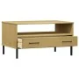 Mesa de centro patas metal OSLO madera maciza marrón 85x50x45cm de vidaXL, Mesas de centro - Ref: Foro24-351033, Precio: 61,8...