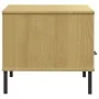 Mesa de centro patas metal OSLO madera maciza marrón 85x50x45cm de vidaXL, Mesas de centro - Ref: Foro24-351033, Precio: 61,8...
