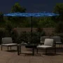 Sombrilla doble con luces LED azul 316x240 cm de vidaXL, Sombrillas - Ref: Foro24-362976, Precio: 117,52 €, Descuento: %