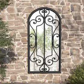 Espejo de jardín hierro negro para uso exterior 70x30 cm de vidaXL, Espejos - Ref: Foro24-318376, Precio: 90,83 €, Descuento: %