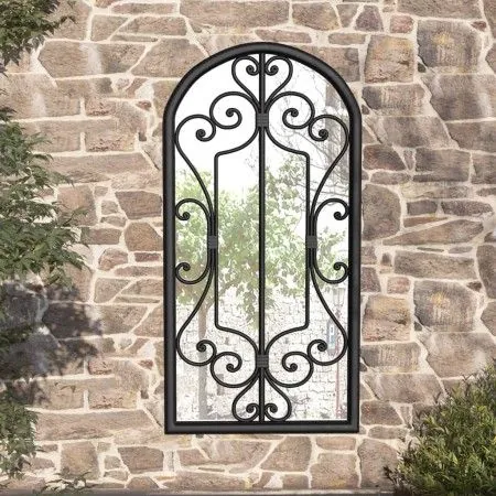 Black iron garden mirror for outdoor use 70x30 cm by vidaXL, Mirrors - Ref: Foro24-318376, Price: 90,83 €, Discount: %