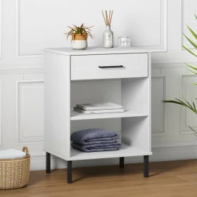 Console cabinet with metal legs made of solid white pine wood OSLO by vidaXL, Side tables - Ref: Foro24-351002, Price: 46,72 ...
