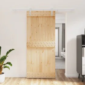 Puerta corredera con herrajes madera maciza de pino 90x210 cm de vidaXL, Puertas - Ref: Foro24-3203029, Precio: 194,35 €, Des...