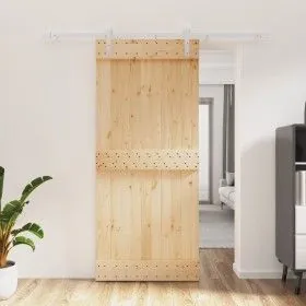 Schiebetür mit Beschlägen aus massivem Kiefernholz, 90 x 210 cm von vidaXL, Türen - Ref: Foro24-3203029, Preis: 190,25 €, Rab...