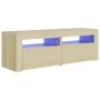 Mueble de TV con luces LED roble Sonoma 120x35x40 cm de vidaXL, Muebles TV - Ref: Foro24-804358, Precio: 83,30 €, Descuento: %