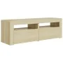Mueble de TV con luces LED roble Sonoma 120x35x40 cm de vidaXL, Muebles TV - Ref: Foro24-804358, Precio: 83,30 €, Descuento: %