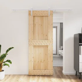 Schiebetür mit Beschlägen aus massivem Kiefernholz, 80 x 210 cm von vidaXL, Türen - Ref: Foro24-3203033, Preis: 198,32 €, Rab...