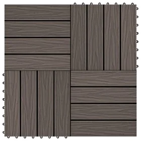 Porch tiles deep relief WPC 1 m² dark brown 11 units by vidaXL, Floors and carpets - Ref: Foro24-45038, Price: 80,37 €, Disco...