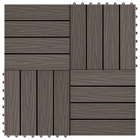 Porch tiles deep relief WPC 1 m² dark brown 11 units by vidaXL, Floors and carpets - Ref: Foro24-45038, Price: 80,37 €, Disco...