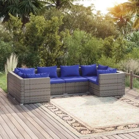 6-piece garden sofa set and gray synthetic rattan cushions by vidaXL, Garden sets - Ref: Foro24-3101942, Price: 482,35 €, Dis...