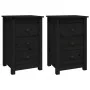 Mesitas de noche 2 uds madera maciza de pino negro 40x35x61,5cm de vidaXL, Mesitas de noche - Ref: Foro24-813708, Precio: 103...