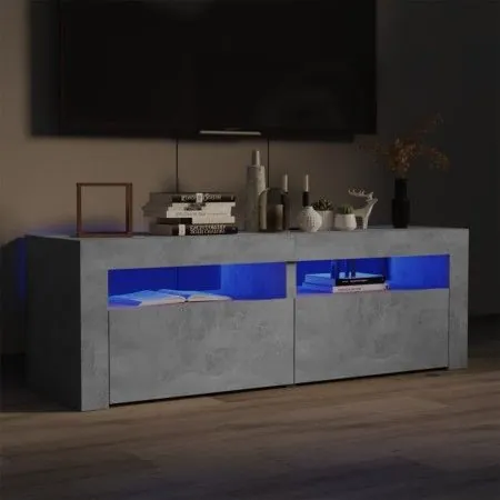 Mueble de TV con luces LED gris hormigón 120x35x40 cm de vidaXL, Muebles TV - Ref: Foro24-804359, Precio: 91,65 €, Descuento: %