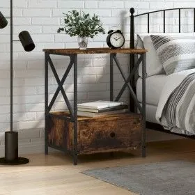 Smoked oak engineered wood bedside table 50x41x65 cm by vidaXL, Nightstands - Ref: Foro24-826087, Price: 47,83 €, Discount: %