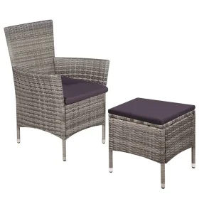 Gartenstühle und Hocker mit grauen synthetischen Rattankissen von vidaXL, Gartenstühle - Ref: Foro24-44092, Preis: 97,67 €, R...