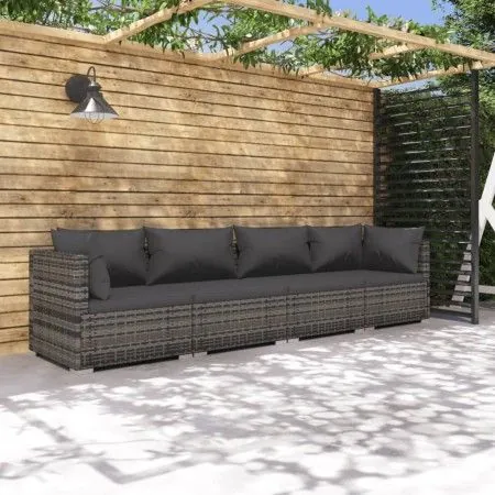 4-piece garden sofa set and gray synthetic rattan cushions by vidaXL, Garden sets - Ref: Foro24-3101429, Price: 419,64 €, Dis...
