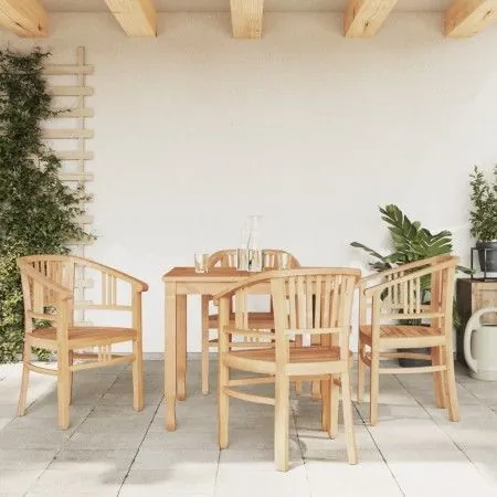 Juego de comedor para jardín 5 piezas madera maciza de teca de vidaXL, Conjuntos de jardín - Ref: Foro24-3155754, Precio: 663...
