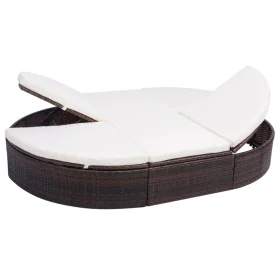 Garden lounger with brown synthetic rattan curtains by vidaXL, Outdoor beds - Ref: Foro24-42939, Price: 362,14 €, Discount: %