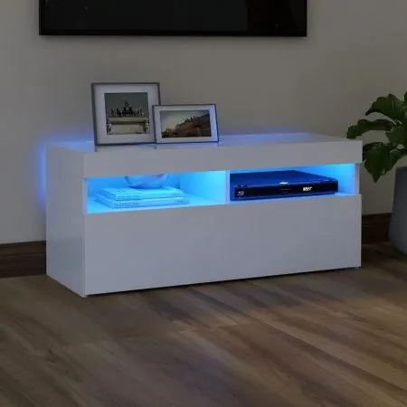 TV-Möbel mit LED-Leuchten Weiß 90x35x40 cm von vidaXL, TV-Möbel - Ref: Foro24-804382, Preis: 59,73 €, Rabatt: %