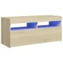 TV cabinet with LED lights Sonoma oak 90x35x40 cm by vidaXL, TV Furniture - Ref: Foro24-804385, Price: 60,02 €, Discount: %
