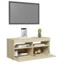 TV cabinet with LED lights Sonoma oak 90x35x40 cm by vidaXL, TV Furniture - Ref: Foro24-804385, Price: 60,02 €, Discount: %
