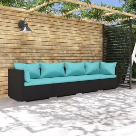 4-piece garden furniture set with black synthetic rattan cushions by vidaXL, Garden sets - Ref: Foro24-3101425, Price: 402,74...