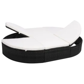 Garden lounger with black synthetic rattan cushions by vidaXL, Outdoor beds - Ref: Foro24-42940, Price: 302,62 €, Discount: %