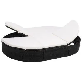 Gartenliege mit Kissen aus schwarzem synthetischem Rattan von vidaXL, Betten im Freien - Ref: Foro24-42940, Preis: 301,90 €, ...