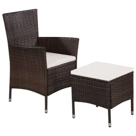 Garden chairs and stool with brown synthetic rattan cushions by vidaXL, Garden chairs - Ref: Foro24-44090, Price: 115,03 €, D...