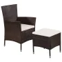 Garden chairs and stool with brown synthetic rattan cushions by vidaXL, Garden chairs - Ref: Foro24-44090, Price: 107,94 €, D...