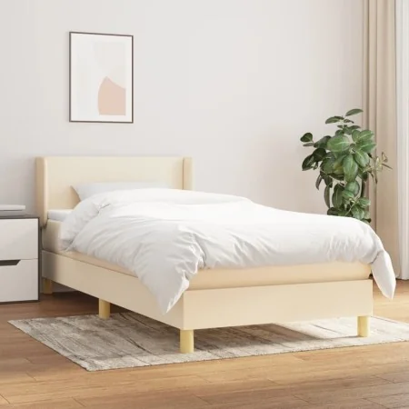 Box spring bed with cream fabric mattress 90x190 cm by vidaXL, Beds and slatted bases - Ref: Foro24-3130078, Price: 310,59 €,...