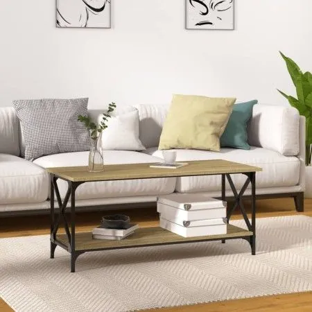 Couchtisch aus Sperrholz und schwarzem Eisen 100x45x45 cm von vidaXL, Couchtisch - Ref: Foro24-823312, Preis: 43,12 €, Rabatt: %