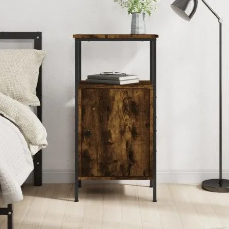 Smoked oak engineered wood bedside table 41x31x80 cm by vidaXL, Nightstands - Ref: Foro24-825927, Price: 40,58 €, Discount: %