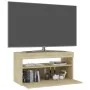 Mueble de TV con luces LED roble Sonoma 75x35x40 cm de vidaXL, Muebles TV - Ref: Foro24-804397, Precio: 46,34 €, Descuento: %