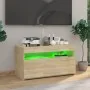 Mueble de TV con luces LED roble Sonoma 75x35x40 cm de vidaXL, Muebles TV - Ref: Foro24-804397, Precio: 46,34 €, Descuento: %