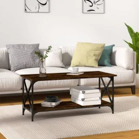 Smoked oak wood and iron coffee table 100x45x45 cm by vidaXL, Coffee table - Ref: Foro24-823314, Price: 46,27 €, Discount: %