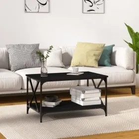 Plywood and black iron coffee table 80x50x45 cm by vidaXL, Coffee table - Ref: Foro24-823317, Price: 54,32 €, Discount: %