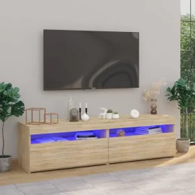 TV cabinets with LED lights 2 units Sonoma oak 75x35x40 cm by vidaXL, TV Furniture - Ref: Foro24-804398, Price: 77,82 €, Disc...
