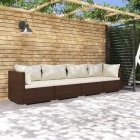 4-piece garden furniture set and brown synthetic rattan cushions by vidaXL, Garden sets - Ref: Foro24-3101426, Price: 361,54 ...