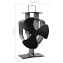 Ventilador de estufa accionado por calor 3 aspas negro de vidaXL, Ventiladores para chimeneas de leña - Ref: Foro24-51236, Pr...