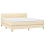 Boxspringbett mit Matratze und LED-Cremestoff 160x200 cm von vidaXL, Betten und Lattenroste - Ref: Foro24-3133730, Preis: 497...