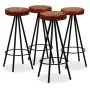 Table and 4 bar stools made of solid recycled wood, real leather, and canvas. by vidaXL, Furniture sets for kitchens and dini...