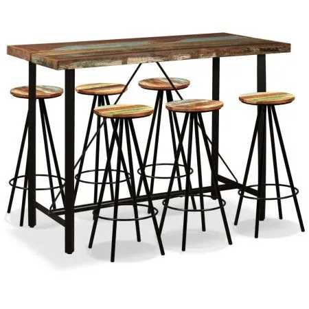 7-teiliges Bar-Möbelset aus recyceltem Holz von vidaXL, Möbelsets für Küchen und Esszimmer - Ref: Foro24-275146, Preis: 693,6...