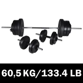 Juego de barras + 2 mancuernas 60,5kg by vidaXL, free weight - Ref: Foro24-90375, Price: 158,79 €, Discount: %