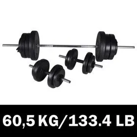 Stangen-Set + 2 Hanteln 60,5 kg von vidaXL, freies Gewicht - Ref: Foro24-90375, Preis: 158,79 €, Rabatt: %