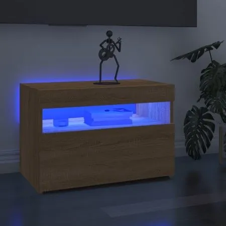 Muebles para TV con luces LED 2 uds roble Sonoma 60x35x40 cm de vidaXL, Muebles TV - Ref: Foro24-804416, Precio: 81,26 €, Des...