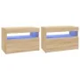 Muebles para TV con luces LED 2 uds roble Sonoma 60x35x40 cm de vidaXL, Muebles TV - Ref: Foro24-804416, Precio: 81,26 €, Des...