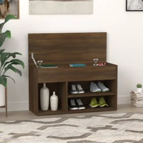 Brown oak plywood shoe bench 80x30x45 cm by vidaXL, Shoe racks and shoe organizers - Ref: Foro24-816055, Price: 46,95 €, Disc...