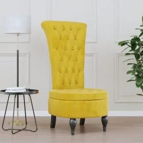 Sillón de respaldo alto con botones terciopelo amarillo de vidaXL, Sillas poltrona - Ref: Foro24-352469, Precio: 172,78 €, De...